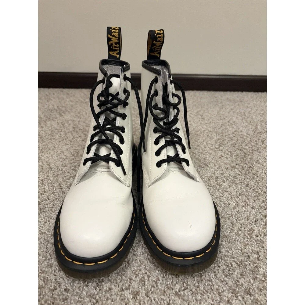 Dr. Martens 1460 Women’s White Leather Combat Ankle Boots US 10